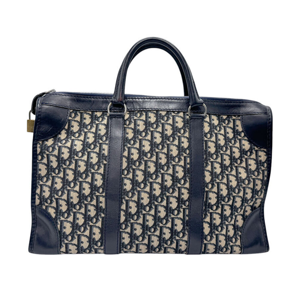 Christian Dior Handbag Trotter Canvas Leather Navy Blue